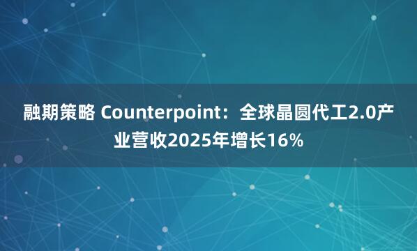 融期策略 Counterpoint：全球晶圆代工2.0产业营收2025年增长16%
